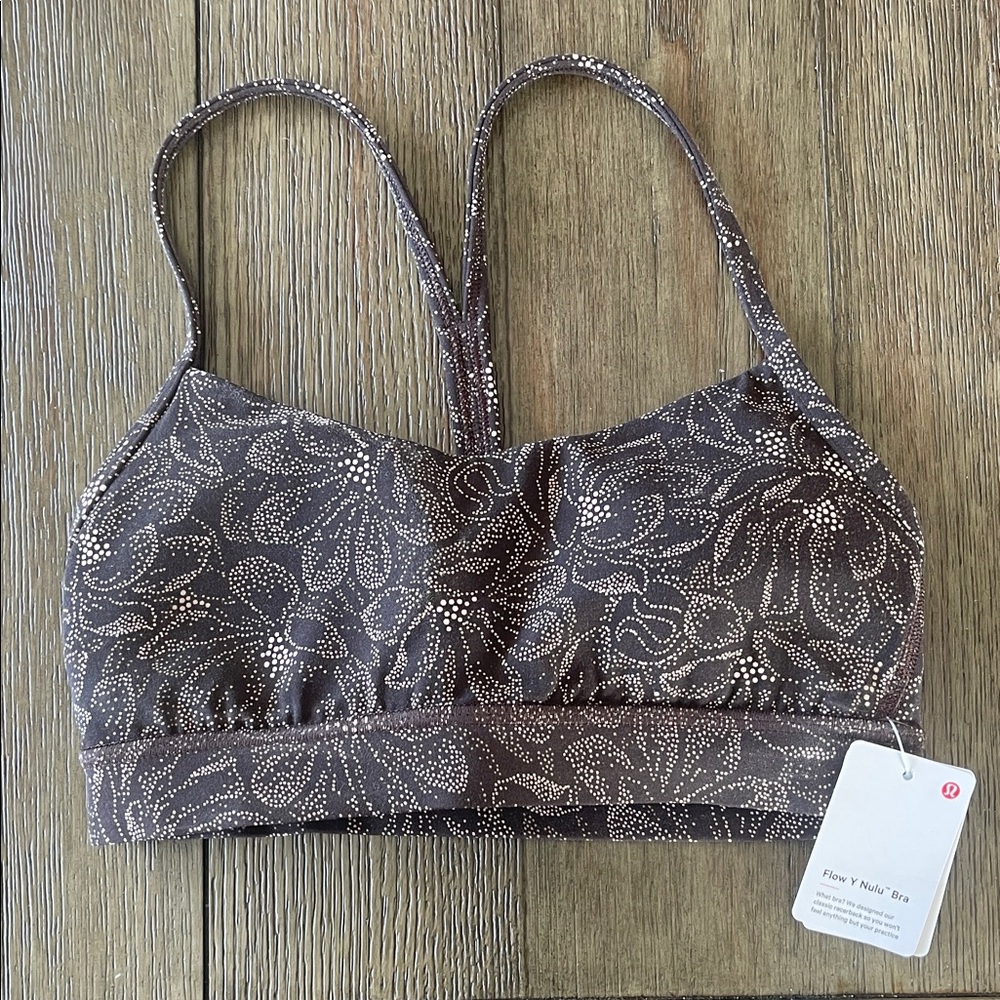 lululemon athletica Brown Floral Flow Y Nulu™ Bra